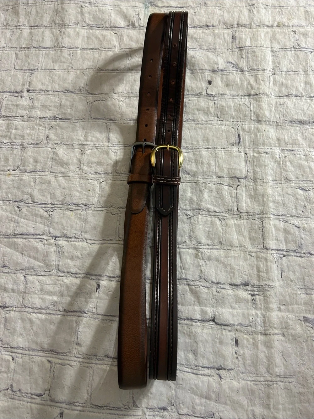 PERRY ELLIS PORTFOLIO BROWN LEATHER BELT SIZE 42 & HANDCRAFTED SMOKEY MOUNTAINS